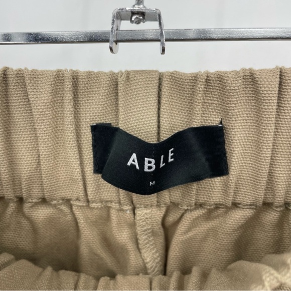 NWT Able | Mary easy pants beige hummus Crop Elastic Waist Size M 100% cotton - Picture 6 of 13